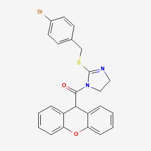 molecular formula C24H19BrN2O2S B2398221 2-{[(4-bromophenyl)methyl]sulfanyl}-1-(9H-xanthene-9-carbonyl)-4,5-dihydro-1H-imidazole CAS No. 919710-62-6