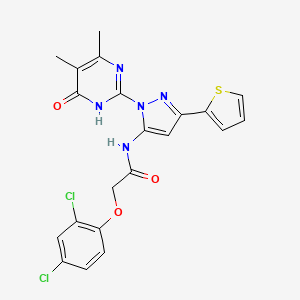 2-(2,4-dichlorophenoxy)-N-(1-(4,5-dimethyl-6-oxo-1,6-dihydropyrimidin-2-yl)-3-(thiophen-2-yl)-1H-pyrazol-5-yl)acetamide