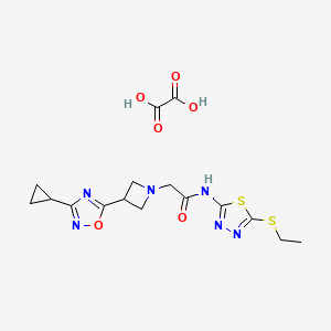 2-(3-(3-cyclopropyl-1,2,4-oxadiazol-5-yl)azetidin-1-yl)-N-(5-(ethylthio)-1,3,4-thiadiazol-2-yl)acetamide oxalate