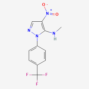 molecular formula C11H9F3N4O2 B2398266 N-methyl-4-nitro-1-[4-(trifluoromethyl)phenyl]-1H-pyrazol-5-amine CAS No. 321533-61-3