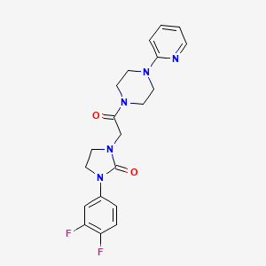 molecular formula C20H21F2N5O2 B2398267 1-(3,4-Difluorophenyl)-3-(2-oxo-2-(4-(pyridin-2-yl)piperazin-1-yl)ethyl)imidazolidin-2-one CAS No. 1251626-56-8