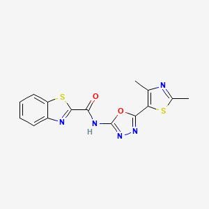 molecular formula C15H11N5O2S2 B2398271 N-[5-(2,4-dimethyl-1,3-thiazol-5-yl)-1,3,4-oxadiazol-2-yl]-1,3-benzothiazole-2-carboxamide CAS No. 1251578-47-8