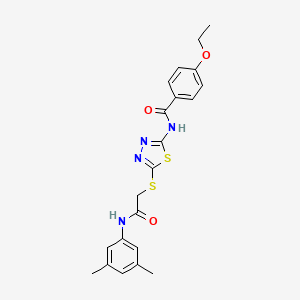 molecular formula C21H22N4O3S2 B2398273 N-[5-[2-(3,5-dimethylanilino)-2-oxoethyl]sulfanyl-1,3,4-thiadiazol-2-yl]-4-ethoxybenzamide CAS No. 392296-49-0