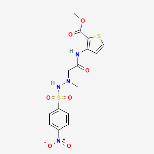 molecular formula C15H16N4O7S2 B2398289 Methyl 3-[(2-{1-methyl-2-[(4-nitrophenyl)sulfonyl]hydrazino}acetyl)amino]-2-thiophenecarboxylate CAS No. 861212-60-4