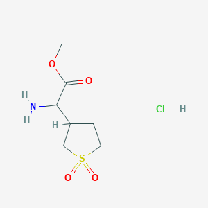 molecular formula C7H14ClNO4S B2398291 Methyl 2-amino-2-(1,1-dioxothiolan-3-yl)acetate;hydrochloride CAS No. 2470440-79-8