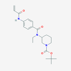 molecular formula C22H31N3O4 B2398311 Tert-butyl 3-[ethyl-[4-(prop-2-enoylamino)benzoyl]amino]piperidine-1-carboxylate CAS No. 2361749-69-9