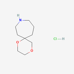 molecular formula C9H18ClNO2 B2398316 1,4-Dioxa-9-azaspiro[5.6]dodecane hydrochloride CAS No. 2137458-11-6