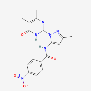 N-(1-(5-ethyl-4-methyl-6-oxo-1,6-dihydropyrimidin-2-yl)-3-methyl-1H-pyrazol-5-yl)-4-nitrobenzamide