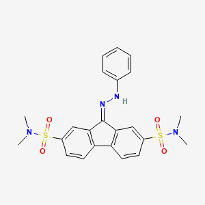 molecular formula C23H24N4O4S2 B2398334 N2,N2,N7,N7-tetramethyl-9-(2-phenylhydrazin-1-ylidene)-9H-fluorene-2,7-disulfonamide CAS No. 324773-52-6