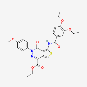 molecular formula C27H27N3O7S B2398339 ethyl 5-(3,4-diethoxybenzamido)-3-(4-methoxyphenyl)-4-oxo-3H,4H-thieno[3,4-d]pyridazine-1-carboxylate CAS No. 851951-90-1