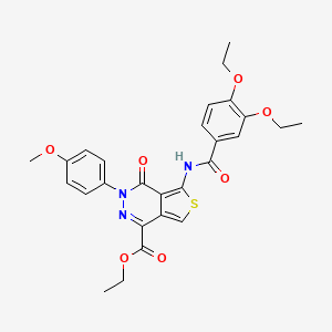 molecular formula C27H27N3O7S B2398339 Ethyl 5-[(3,4-diethoxybenzoyl)amino]-3-(4-methoxyphenyl)-4-oxothieno[3,4-d]pyridazine-1-carboxylate CAS No. 851951-90-1