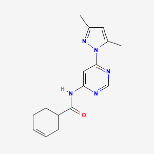 molecular formula C16H19N5O B2398344 N-[6-(3,5-dimethyl-1H-pyrazol-1-yl)pyrimidin-4-yl]cyclohex-3-ene-1-carboxamide CAS No. 1796959-49-3