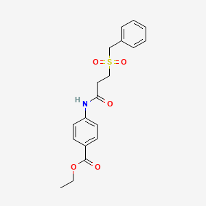 molecular formula C19H21NO5S B2398356 Ethyl 4-(3-(benzylsulfonyl)propanamido)benzoate CAS No. 827620-31-5