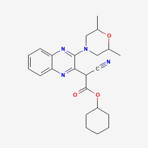 molecular formula C23H28N4O3 B2398361 Cyclohexyl 2-cyano-2-[3-(2,6-dimethylmorpholin-4-yl)quinoxalin-2-yl]acetate CAS No. 1005103-60-5