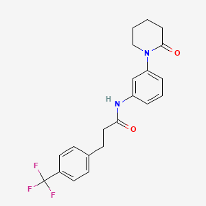molecular formula C21H21F3N2O2 B2398389 N-[3-(2-Oxopiperidin-1-YL)phenyl]-3-[4-(trifluoromethyl)phenyl]propanamide CAS No. 1797241-34-9