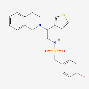 molecular formula C22H23FN2O2S2 B2398393 N-(2-(3,4-dihydroisoquinolin-2(1H)-yl)-2-(thiophen-3-yl)ethyl)-1-(4-fluorophenyl)methanesulfonamide CAS No. 954672-62-9