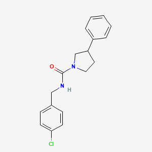 molecular formula C18H19ClN2O B2398446 N-[(4-chlorophenyl)methyl]-3-phenylpyrrolidine-1-carboxamide CAS No. 1209861-60-8