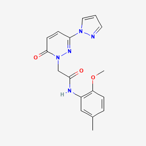 molecular formula C17H17N5O3 B2398455 N-(2-methoxy-5-methylphenyl)-2-(6-oxo-3-(1H-pyrazol-1-yl)pyridazin-1(6H)-yl)acetamide CAS No. 1334370-10-3