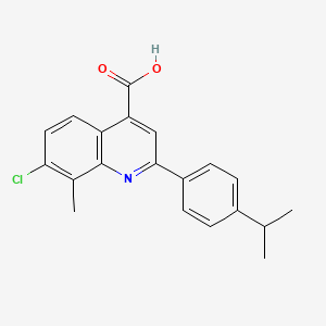 molecular formula C20H18ClNO2 B2398459 7-Chloro-2-(4-isopropylphenyl)-8-methylquinoline-4-carboxylic acid CAS No. 862710-19-8