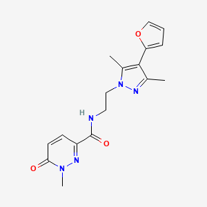molecular formula C17H19N5O3 B2398460 N-(2-(4-(furan-2-yl)-3,5-dimethyl-1H-pyrazol-1-yl)ethyl)-1-methyl-6-oxo-1,6-dihydropyridazine-3-carboxamide CAS No. 2034352-86-6