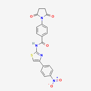 molecular formula C20H14N4O5S B2398529 4-(2,5-dioxopyrrolidin-1-yl)-N-[4-(4-nitrophenyl)-1,3-thiazol-2-yl]benzamide CAS No. 330200-84-5