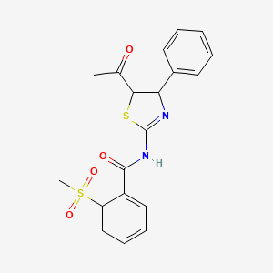 molecular formula C19H16N2O4S2 B2398563 N-(5-acetyl-4-phenylthiazol-2-yl)-2-(methylsulfonyl)benzamide CAS No. 896362-41-7