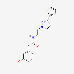 molecular formula C18H19N3O2S B2398564 2-(3-methoxyphenyl)-N-(2-(3-(thiophen-2-yl)-1H-pyrazol-1-yl)ethyl)acetamide CAS No. 1448056-93-6