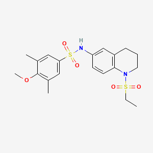 molecular formula C20H26N2O5S2 B2398594 N-(1-(ethylsulfonyl)-1,2,3,4-tetrahydroquinolin-6-yl)-4-methoxy-3,5-dimethylbenzenesulfonamide CAS No. 946284-86-2