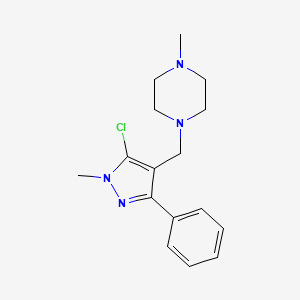 molecular formula C16H21ClN4 B2398603 1-[(5-chloro-1-methyl-3-phenyl-1H-pyrazol-4-yl)methyl]-4-methylpiperazine CAS No. 477714-03-7