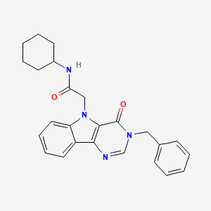 molecular formula C25H26N4O2 B2398634 2-{3-benzyl-4-oxo-3H,4H,5H-pyrimido[5,4-b]indol-5-yl}-N-cyclohexylacetamide CAS No. 1189705-11-0