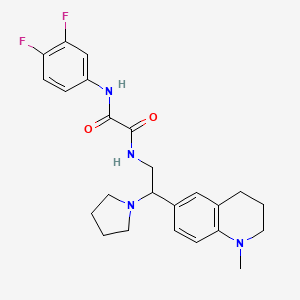 molecular formula C24H28F2N4O2 B2398649 N1-(3,4-difluorophenyl)-N2-(2-(1-methyl-1,2,3,4-tetrahydroquinolin-6-yl)-2-(pyrrolidin-1-yl)ethyl)oxalamide CAS No. 922065-06-3