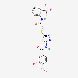 3,4-dimethoxy-N-(5-((2-oxo-2-((2-(trifluoromethyl)phenyl)amino)ethyl)thio)-1,3,4-thiadiazol-2-yl)benzamide