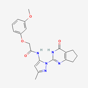 2-(3-methoxyphenoxy)-N-(3-methyl-1-(4-oxo-4,5,6,7-tetrahydro-3H-cyclopenta[d]pyrimidin-2-yl)-1H-pyrazol-5-yl)acetamide