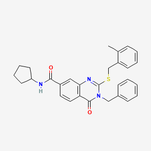 3-benzyl-N-cyclopentyl-2-((2-methylbenzyl)thio)-4-oxo-3,4-dihydroquinazoline-7-carboxamide
