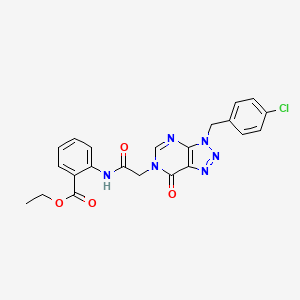 molecular formula C22H19ClN6O4 B2398696 ethyl 2-(2-(3-(4-chlorobenzyl)-7-oxo-3H-[1,2,3]triazolo[4,5-d]pyrimidin-6(7H)-yl)acetamido)benzoate CAS No. 892475-51-3
