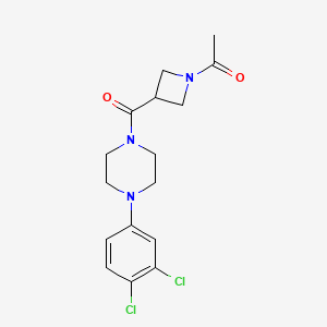 molecular formula C16H19Cl2N3O2 B2398698 1-(3-(4-(3,4-Dichlorophenyl)piperazine-1-carbonyl)azetidin-1-yl)ethanone CAS No. 1421524-31-3