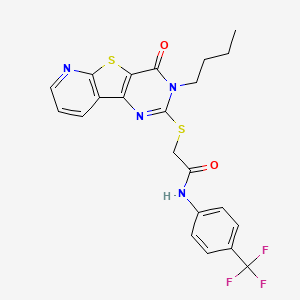molecular formula C22H19F3N4O2S2 B2398724 2-((3-butyl-4-oxo-3,4-dihydropyrido[3',2':4,5]thieno[3,2-d]pyrimidin-2-yl)thio)-N-(4-(trifluoromethyl)phenyl)acetamide CAS No. 1242853-98-0
