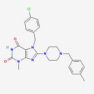 7-[(4-Chlorophenyl)methyl]-3-methyl-8-{4-[(4-methylphenyl)methyl]piperazinyl}-1,3,7-trihydropurine-2,6-dione