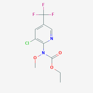 molecular formula C10H10ClF3N2O3 B2398754 ethyl N-[3-chloro-5-(trifluoromethyl)pyridin-2-yl]-N-methoxycarbamate CAS No. 338422-74-5