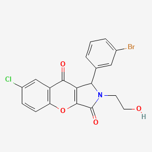 molecular formula C19H13BrClNO4 B2398783 1-(3-Bromophenyl)-7-chloro-2-(2-hydroxyethyl)-1,2-dihydrochromeno[2,3-c]pyrrole-3,9-dione CAS No. 874463-06-6