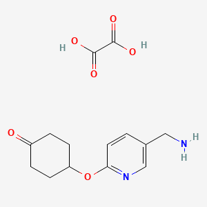 molecular formula C14H18N2O6 B2398789 4-((5-(Aminomethyl)pyridin-2-yl)oxy)cyclohexanone oxalate CAS No. 2034455-05-3