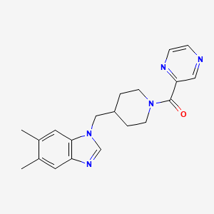(4-((5,6-dimethyl-1H-benzo[d]imidazol-1-yl)methyl)piperidin-1-yl)(pyrazin-2-yl)methanone