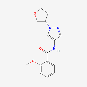 molecular formula C15H17N3O3 B2398798 2-methoxy-N-(1-(tetrahydrofuran-3-yl)-1H-pyrazol-4-yl)benzamide CAS No. 1797714-27-2