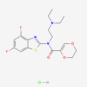 molecular formula C18H22ClF2N3O3S B2398819 N-(2-(diethylamino)ethyl)-N-(4,6-difluorobenzo[d]thiazol-2-yl)-5,6-dihydro-1,4-dioxine-2-carboxamide hydrochloride CAS No. 1215844-60-2