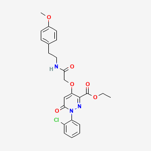 molecular formula C24H24ClN3O6 B2398837 Ethyl 1-(2-chlorophenyl)-4-(2-((4-methoxyphenethyl)amino)-2-oxoethoxy)-6-oxo-1,6-dihydropyridazine-3-carboxylate CAS No. 899975-53-2