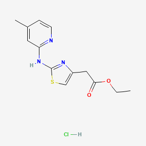 molecular formula C13H16ClN3O2S B2398852 Ethyl 2-(2-((4-methylpyridin-2-yl)amino)thiazol-4-yl)acetate hydrochloride CAS No. 1351647-33-0
