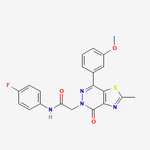 molecular formula C21H17FN4O3S B2398871 N-(4-fluorophenyl)-2-(7-(3-methoxyphenyl)-2-methyl-4-oxothiazolo[4,5-d]pyridazin-5(4H)-yl)acetamide CAS No. 941950-08-9