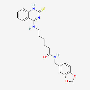molecular formula C22H24N4O3S B2398872 N-(1,3-benzodioxol-5-ylmethyl)-6-[(2-sulfanylidene-1H-quinazolin-4-yl)amino]hexanamide CAS No. 689266-32-8