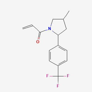 molecular formula C15H16F3NO B2398874 1-[4-Methyl-2-[4-(trifluoromethyl)phenyl]pyrrolidin-1-yl]prop-2-en-1-one CAS No. 2175582-67-7