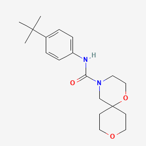 molecular formula C19H28N2O3 B2398881 N-(4-TERT-BUTYLPHENYL)-1,9-DIOXA-4-AZASPIRO[5.5]UNDECANE-4-CARBOXAMIDE CAS No. 1421497-73-5